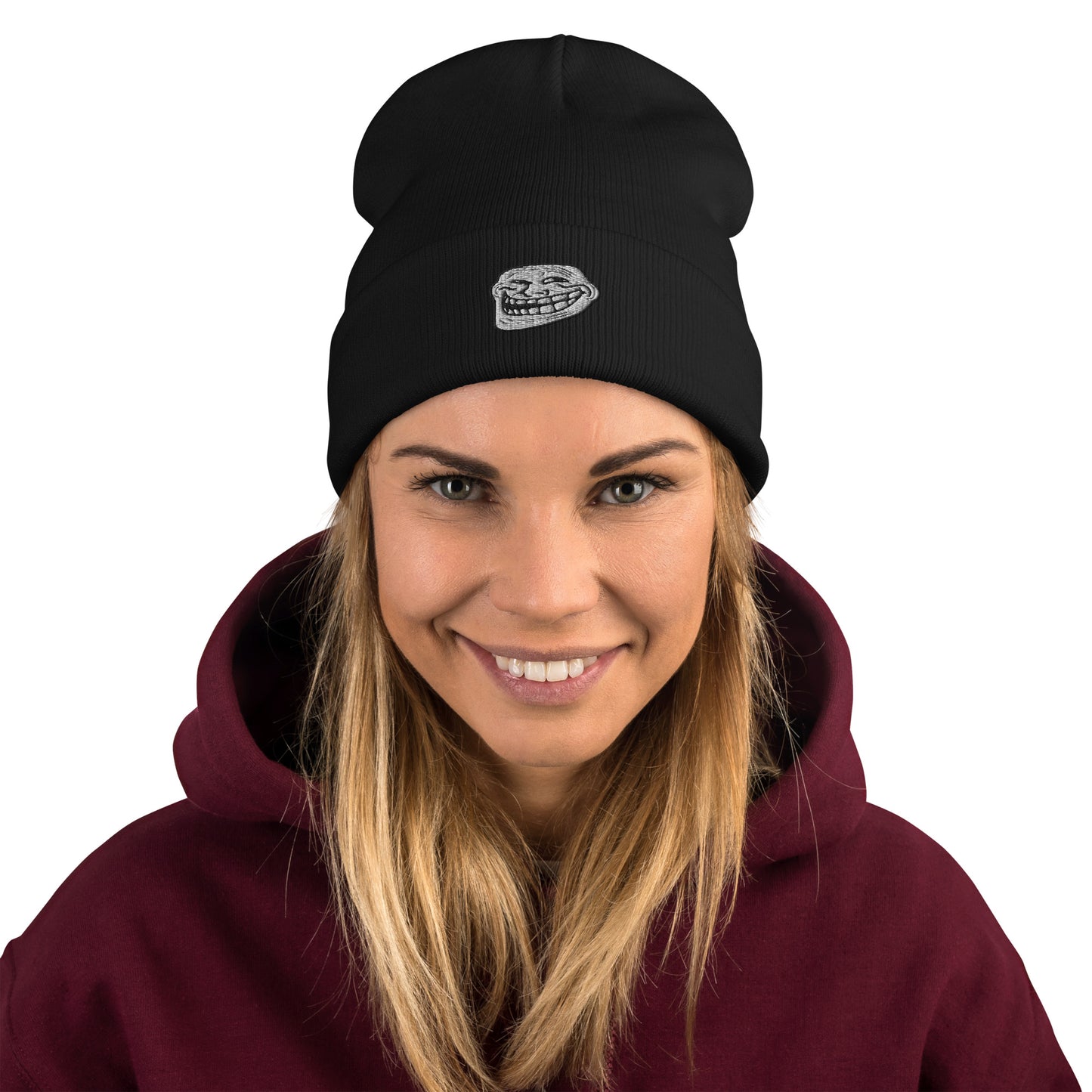 Troll Face Meme Embroidered Beanie